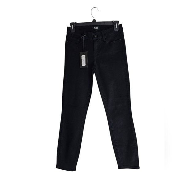 Paige Verdugo Crop Mid Rise Ultra Skinny Black Jeans 25 NWT - Picture 1 of 9